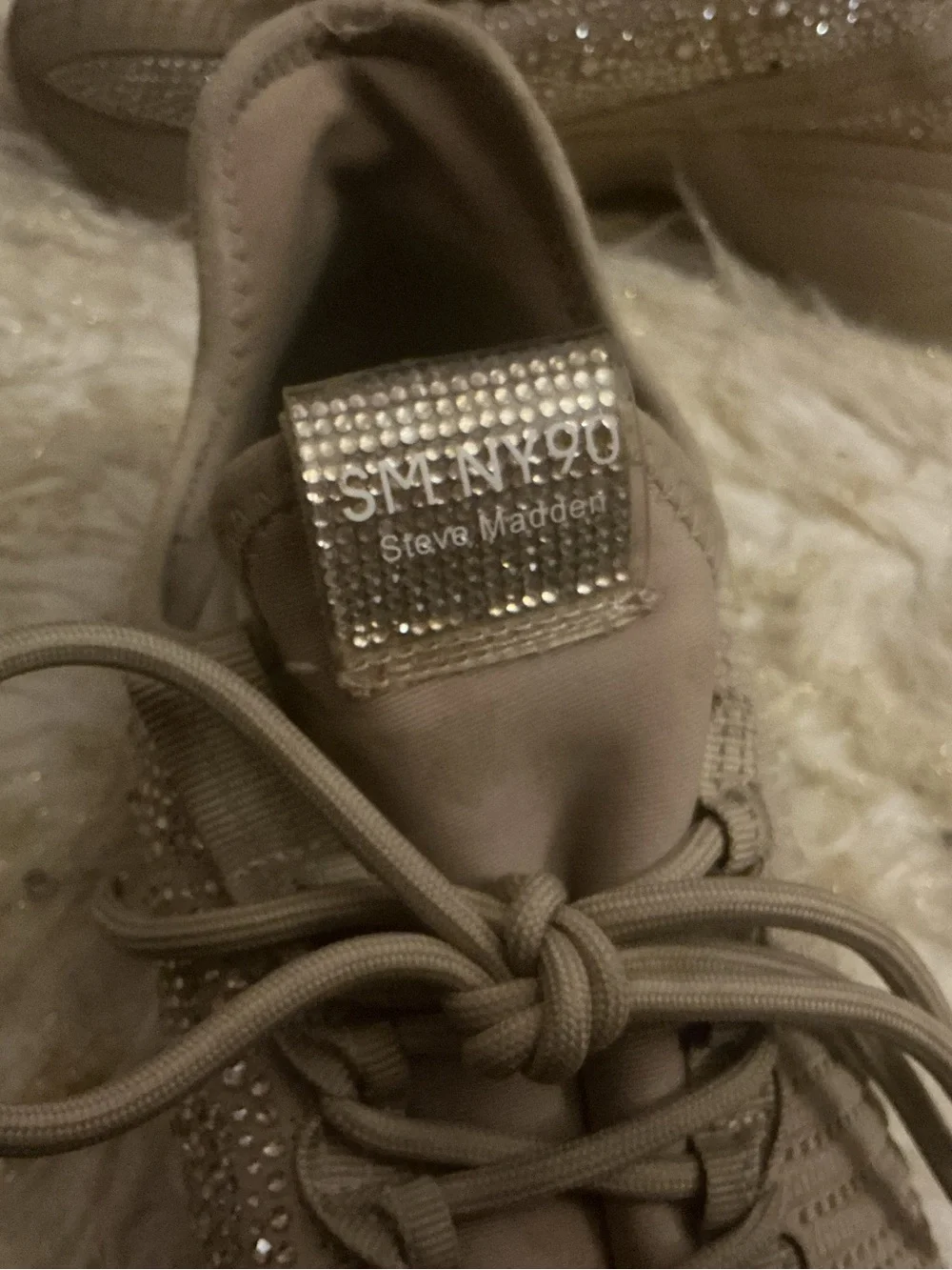 Steve Madden Womens Knit Lace-Up Sneakers in Taupe